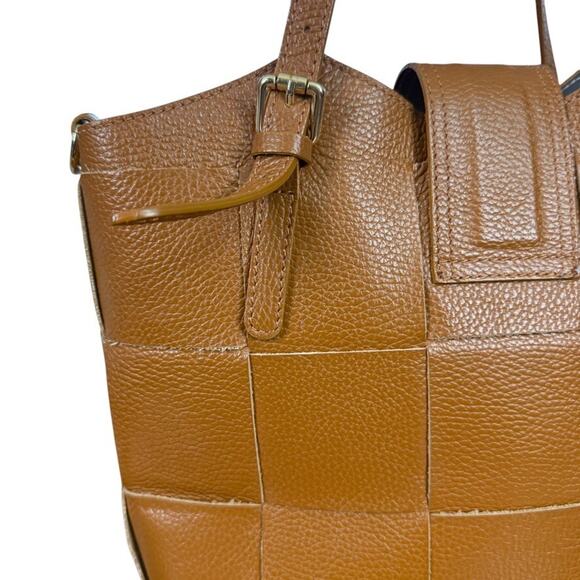 Unica Firenze Borse in Pelle Womens Woven Pebble Leather Satchel Handbag Purse - Picture 6 of 15